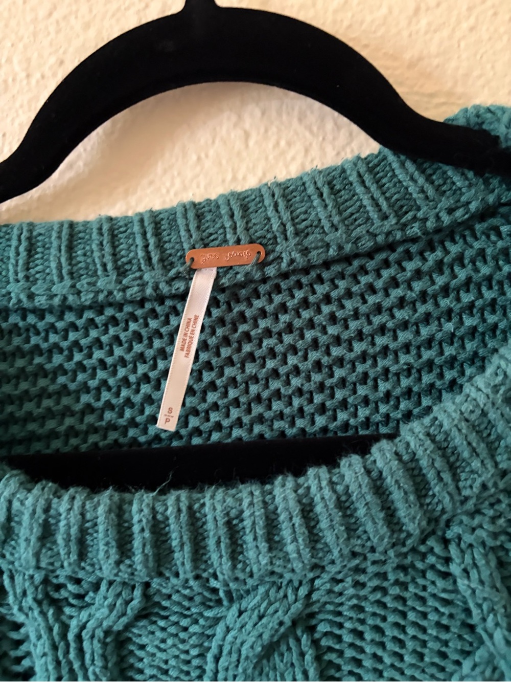 Free People Leslie Cable Knit Green Sweater Size Small - Picture 2 of 6